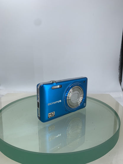 Olympus D-715 Digital Camera 14MP BLUE + CHARGER + COVER + WIRE TESTED - 5921