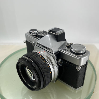 Olympus OM-2 35mm SLR camera body & Hotshoe 2 50mm 1:1.8 TESTED  #8849