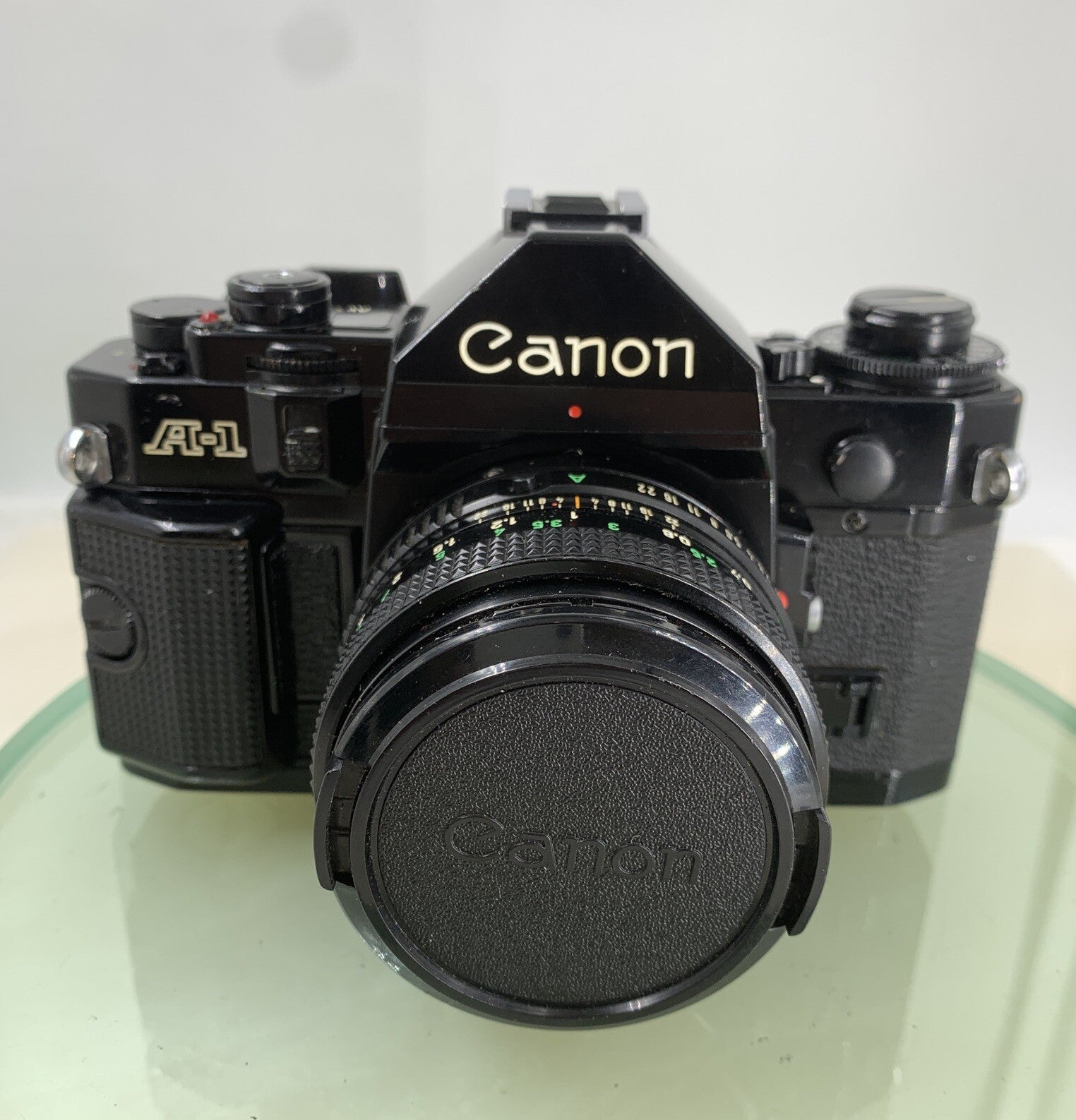 Canon A-1 35mm SLR Film Camera + FD 50mm f/1.8 Prime Lens BOXED, BOOK, STRAP#80610