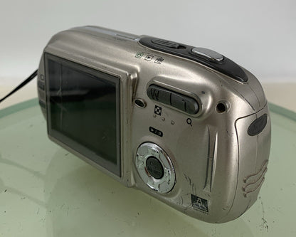 Praktica DCZ 4.4 DIGITAL CAMERA 4.0 MP SILVER DISPLAY GLASS BROKEN TESTED - 4496