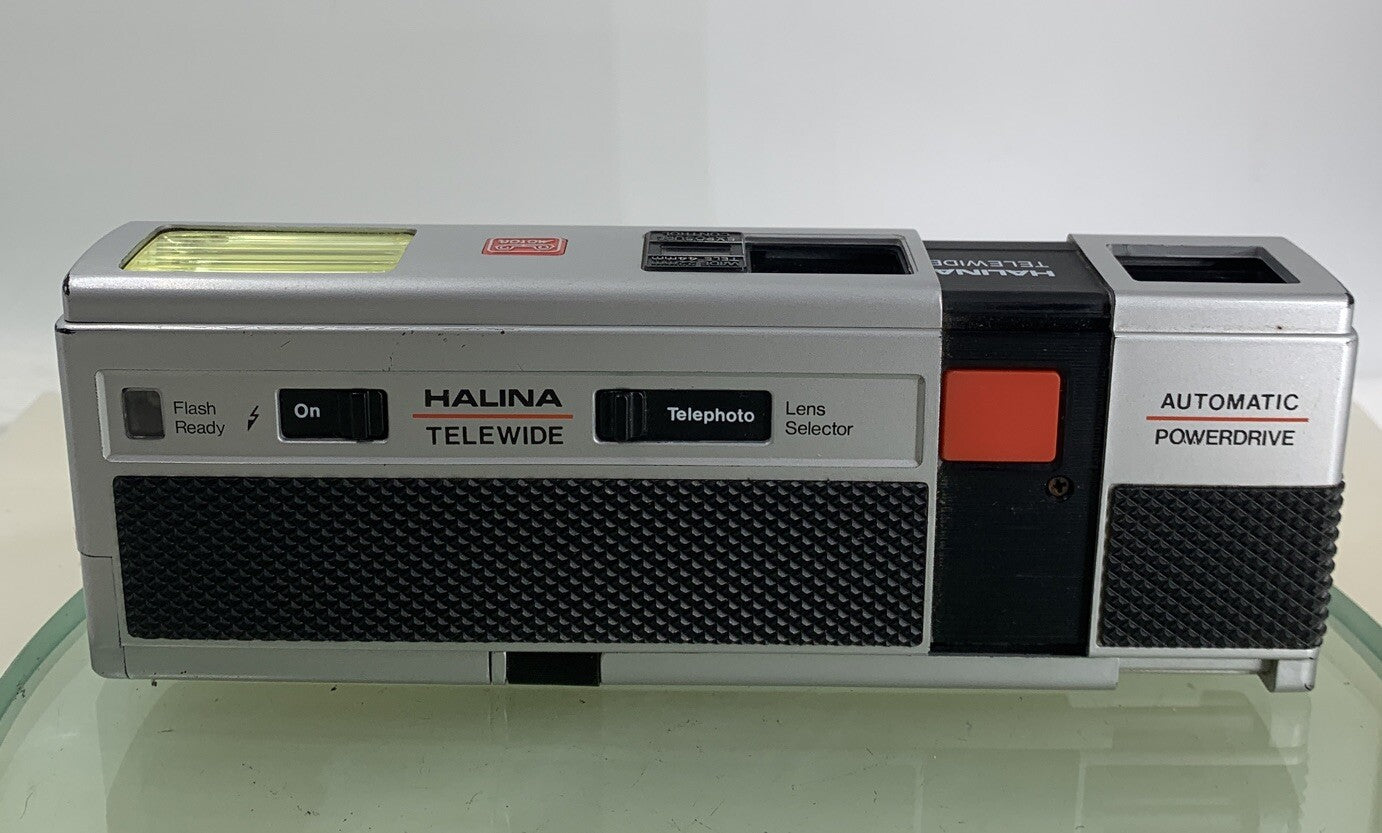 Vintage Halina Telewide Camera With Case Flash & MOTOR WORKING - TESTED - 5128