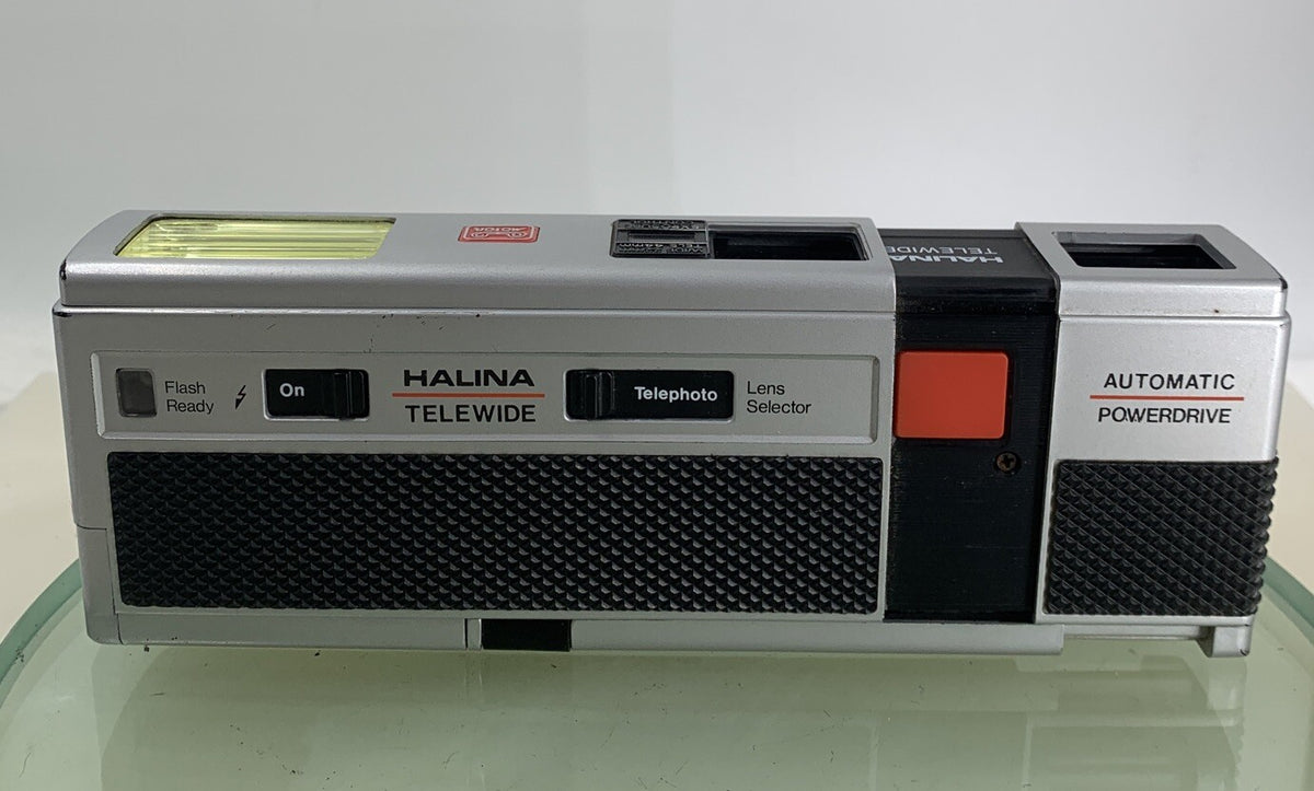 Vintage Halina Telewide Camera With Case Flash & MOTOR WORKING - TESTED - 5128