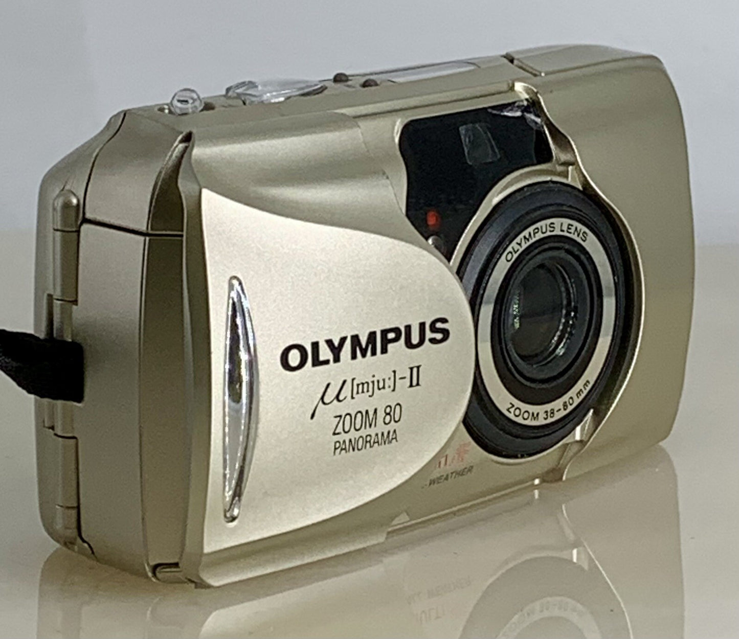 Olympus mju ii Zoom 80 35mm Ultra Compact Camera Beige All Weather  Working #812