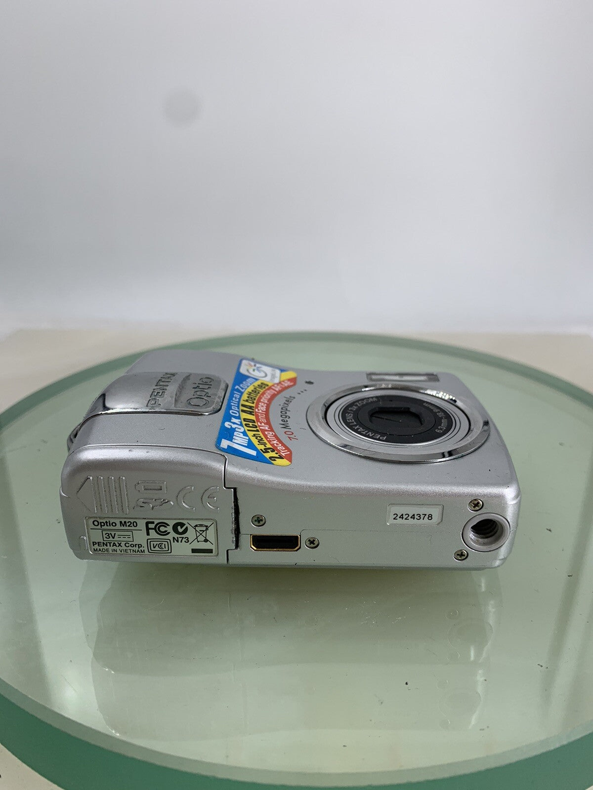 Pentax Optio M20 Digital Camera 7.0 MP SILVER NO CARD NO CHARGER TESTED - 4626