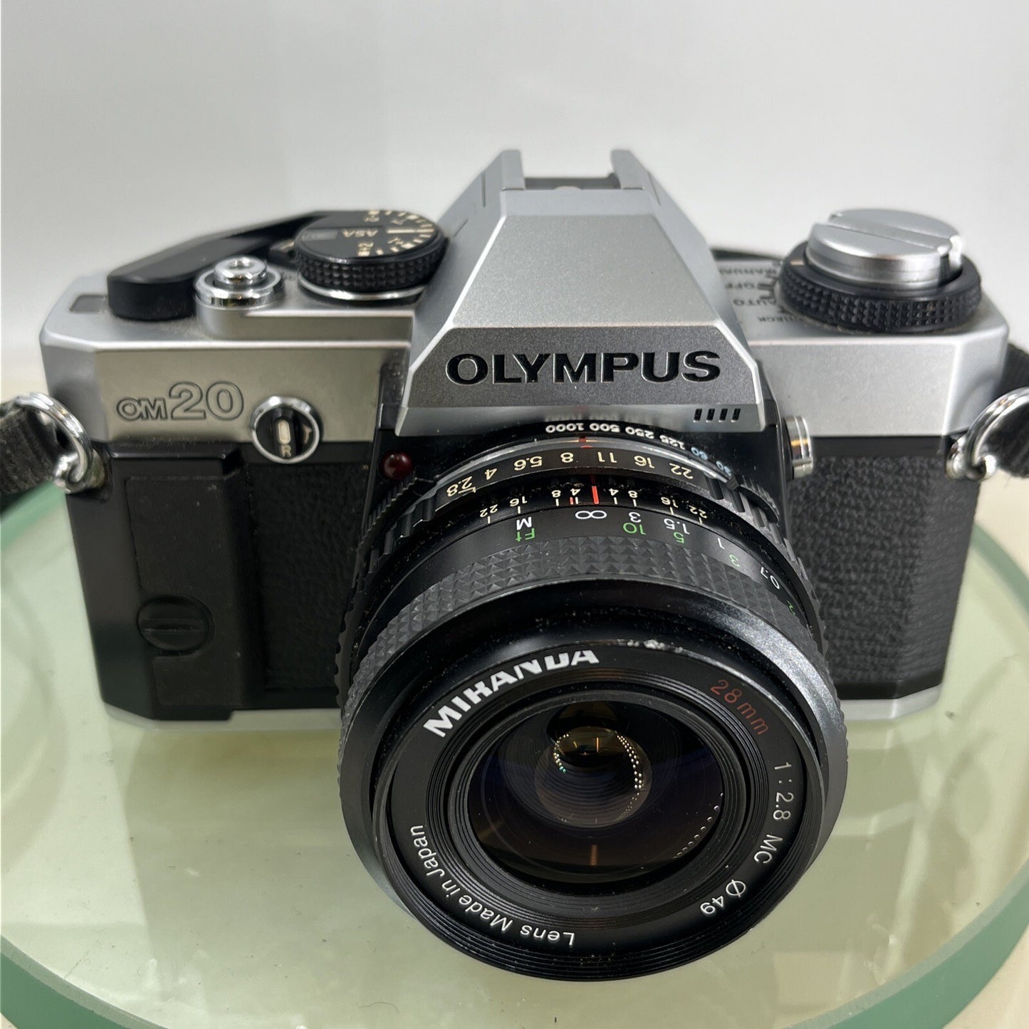 olympus Om20 35mm slr film camera With Miranda 28mm 1:2.8  Lens TESTED .#9111