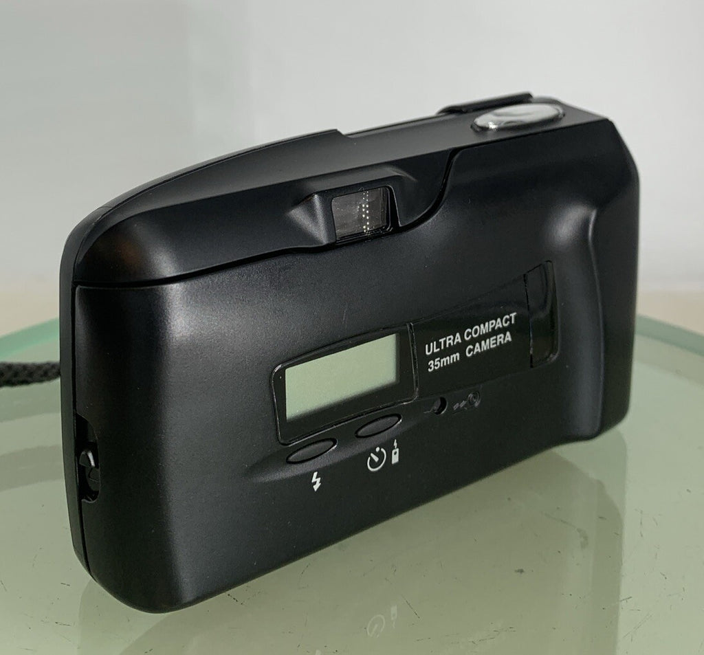 Olympus MJU II 35mm ALL WEATHER FILM CAMERA BLACK WITH COVER TESTED + TIN #4924