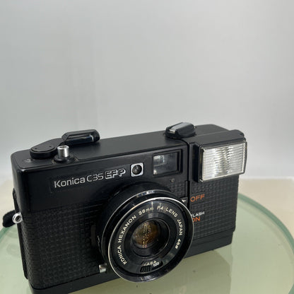 KONICA C35 EF-P VINTAGE 35mm FILM CAMERA MANUAL WIND HEXANON 38mm F4 LENS 4511