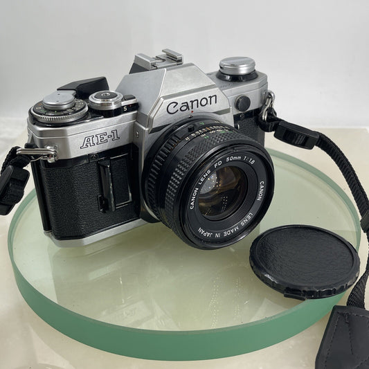 Canon AE-1  35mm SLR Film Manual Camera + Canon 50mm F/1.8 FD Lens Like A-1 #7490