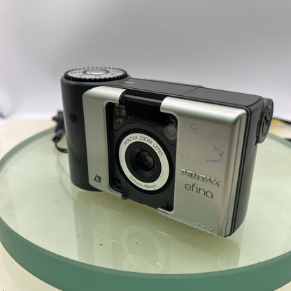 Pentax Efina PQI IX Vintage Retro APS Film Camera Silver TESTED #1672