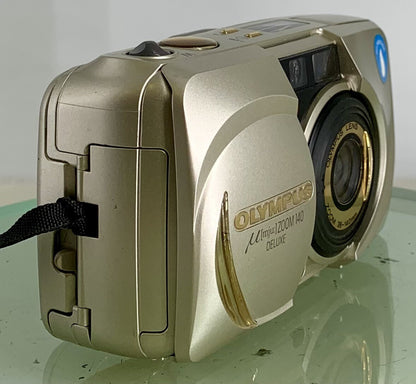 Olympus μ Mju Zoom 140 Deluxe Point & Shoot Film Camera 38-140mm+Case+TESTED-3042