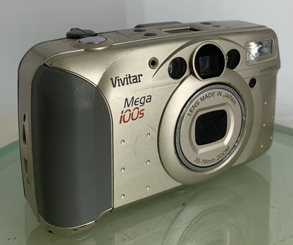 Vivitar MEGA 100S Point N Shoot 35mm CAMERA SILVER NO CHARGER TESTED - 5010
