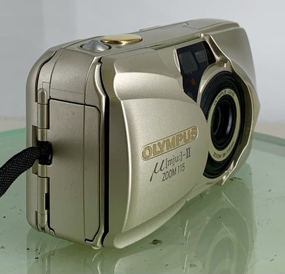 Olympus MJU II Zoom 115 Film Camera 38-115 Lens Manual Point Shoot RARE GOLD 3442