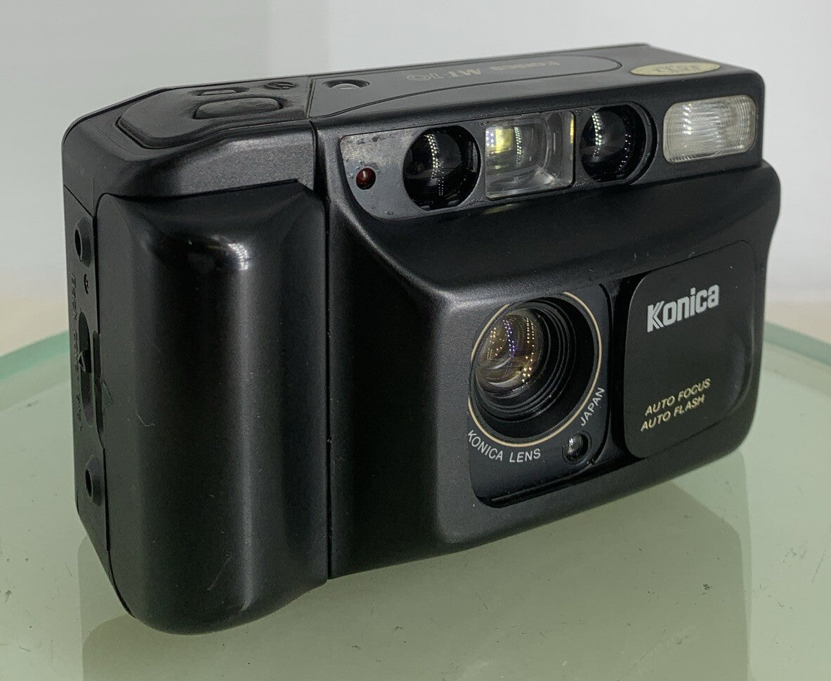 Konica MT-10 35mm Film Point and Shoot Camera Black NO BATTERY - TESTED - 6230