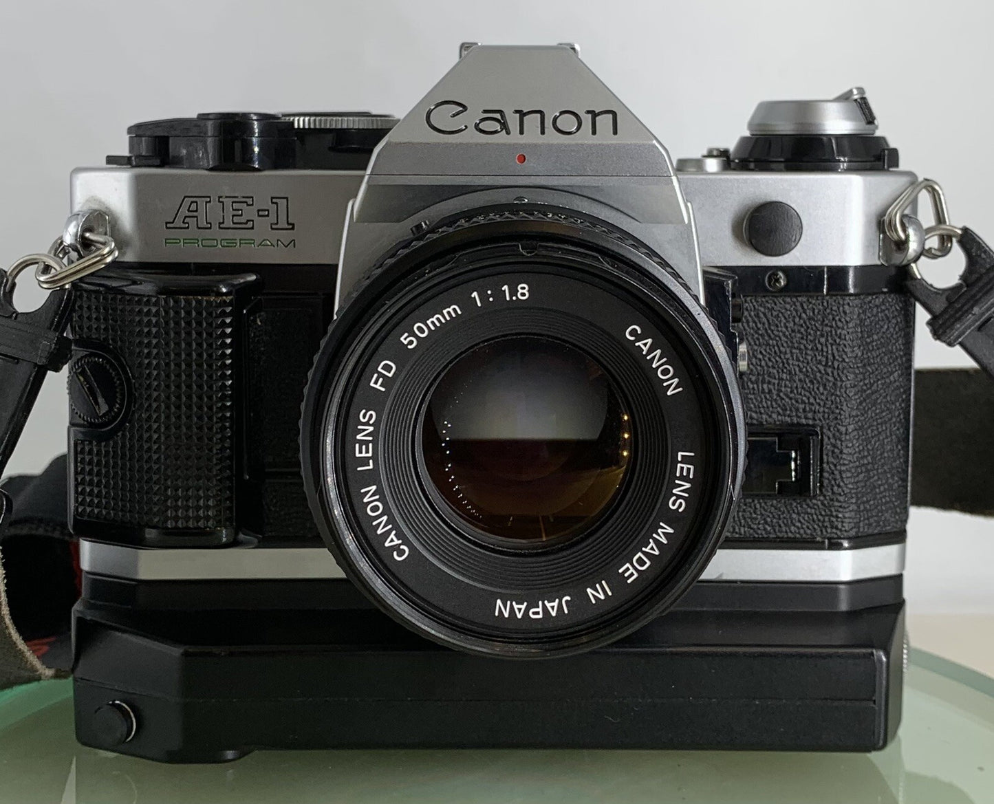 Canon AE-1 Program 35mm SLR Film Manual Camera + Canon 50mm F/1.8 FD Lens+Winder1