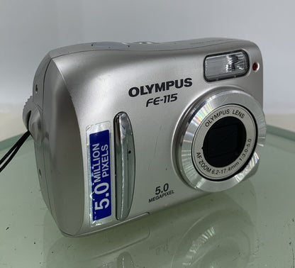 OLYMPUS FE-115 5.0 MP DIGITAL CAMERA SILVER NO CHARGER NO CARD TESTED - 2550