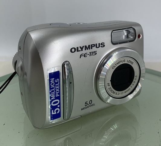 OLYMPUS FE-115 5.0 MP DIGITAL CAMERA SILVER NO CHARGER NO CARD TESTED - 2550
