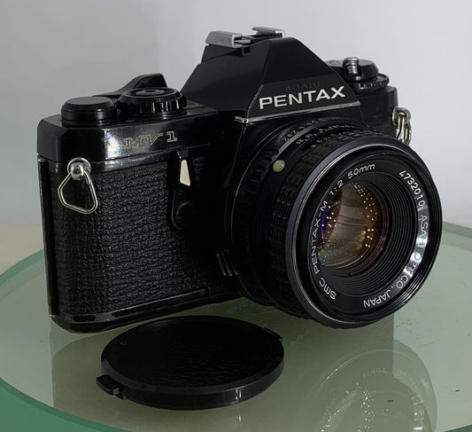 Pentax MV 1 35mm SLR Camera, with 50mm f/2 Prime Lens, Strap TESTED  #1720