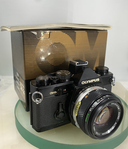 Olympus OM-2n Black - 35mm SLR Film Camera + 50mm f/1.8 Lens-Tested+ BOX & BOOK0