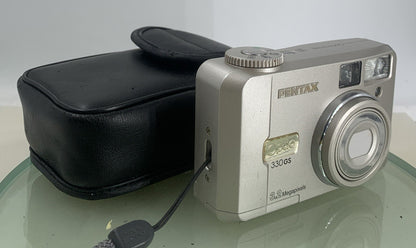 Pentax Optio 330GS Retro Digital Camera 3.2 MP SILVER WITH COVER TESTED - 4150