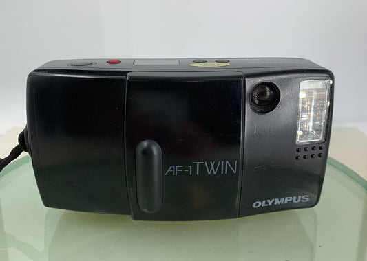 Olympus AF-1 TWIN BLACK POINT AND SHOOT FILM CAMERA 35MM 70MM LENS TESTED - 8340