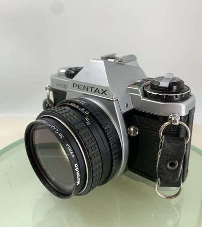 Pentax ME F35mm SLR Film camera + Pentax-M  50mm f2 LENS 35mm   - TESTED  7231