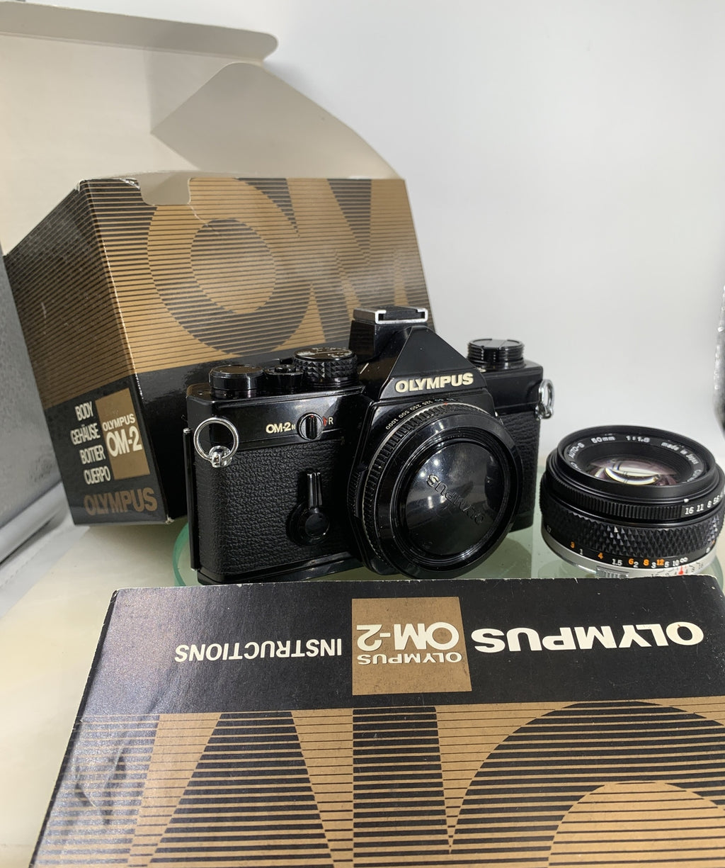 Olympus OM-2n Black - 35mm SLR Film Camera + 50mm f/1.8 Lens-Tested+ BOX & BOOK11