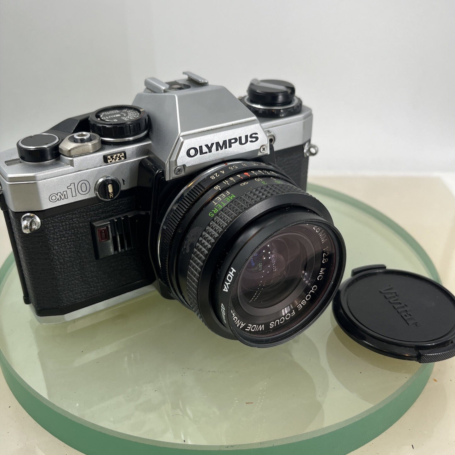 Olympus OM10 35mm SLR Film Camera + Vivitar 28mm 1:2.8 MC  Lens/ WORKING #9060