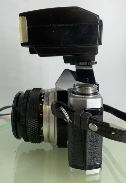 Olympus OM-2 35mm SLR camera body & Hotshoe 2 50mm 1:1.8 +Flash  TESTED #1593