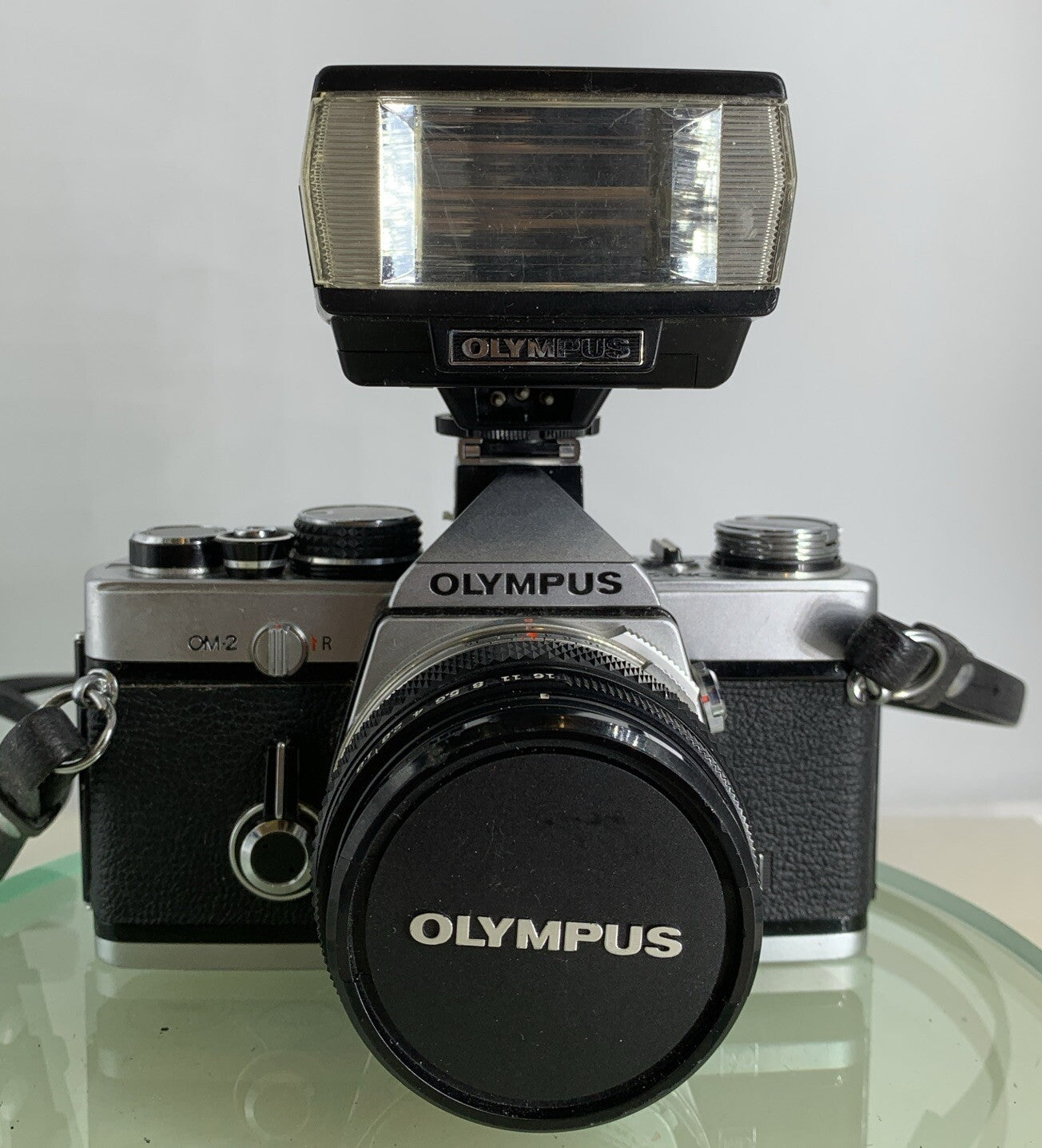 Olympus OM-2 35mm SLR camera body & Hotshoe 2 50mm 1:1.8 +Flash  TESTED #1591