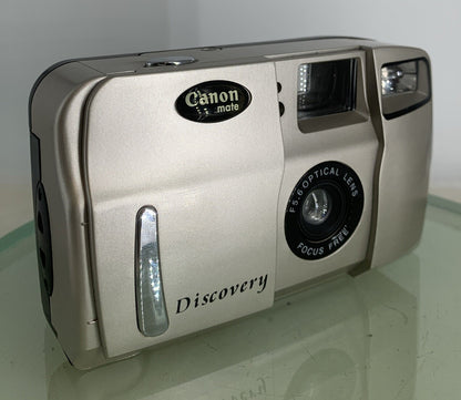 Canon Mate Discovery POINT AND SHOOT FILM CAMERA SILVER NOBATTERY - TESTED- 8460