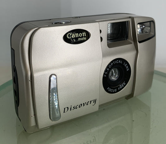 Canon Mate Discovery POINT AND SHOOT FILM CAMERA SILVER NOBATTERY - TESTED- 8460