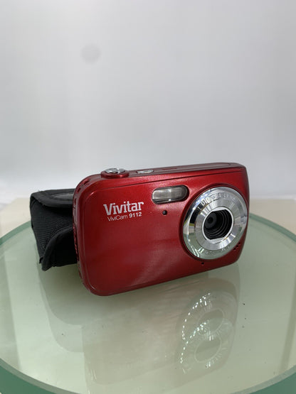 Vivitar ViviCam 9112 Digital Compact Camera 9.1 MP RED + COVER TESTED - 920