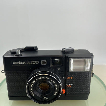 KONICA C35 EF-P VINTAGE 35mm FILM CAMERA MANUAL WIND HEXANON 38mm F4 LENS 4512