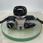 BOXED Olympus OM10 35mm SLR Film Camera with 50mm Lens + Leather Case+T20 FLASH+8