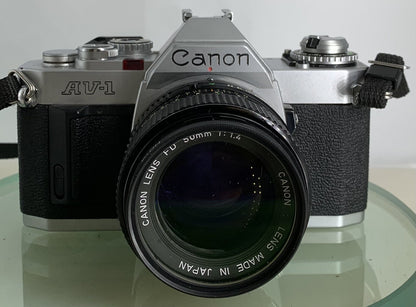 Canon AV-1 SLR 35mm Film Camera With a Canon 50mm 1.8 Lens + Battery Grip TESTED1