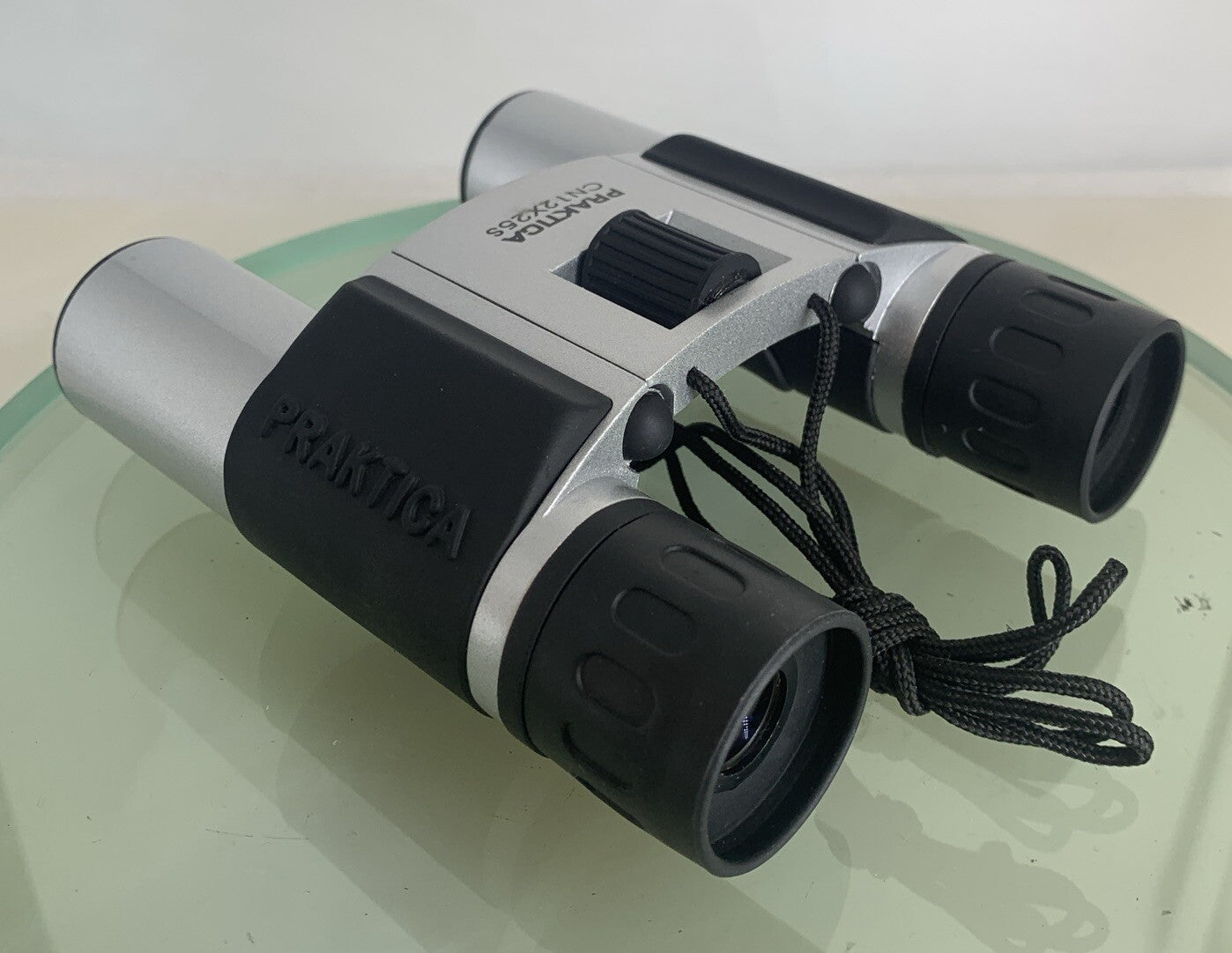 Praktica CN12X25S Foldable Binoculars SILVER GOOD CONDITION+COVER - TESTED - 1385