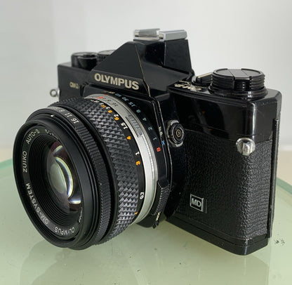 Olympus OM-2n Black - 35mm SLR Film Camera + 50mm f/1.8 Lens-Tested & Working1492