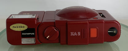 Rare Red Olympus XA 2 COMPACT FILM CAMERA w/ D. Zuiko 35mm F/3.5 Lens SERVICED++7