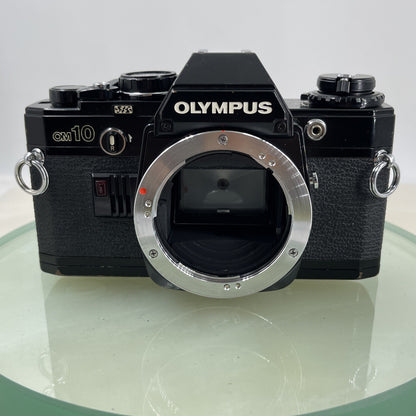 SERVICED OLYMPUS OM-10 BLACK + OLYMPUS OM 28MM F2.8 LENS 35MM SLR CAMERA #9172