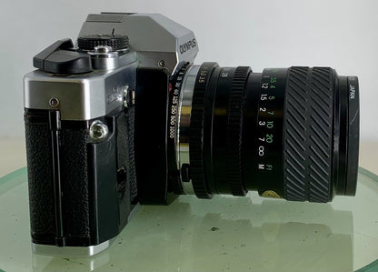 Olympus Om20 35mm slr film camera + Miranda 28-70mm 1:3.5-4.8 Lens TESTED #3462
