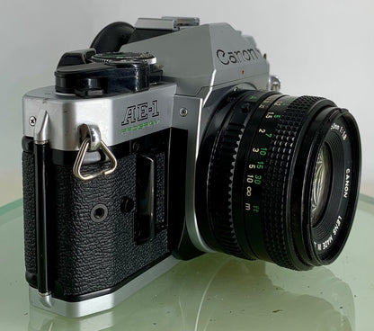 Canon AE-1 Program 35mm SLR Film Manual Camera + Canon 50mm F/1.8 FD Lens +# 2002