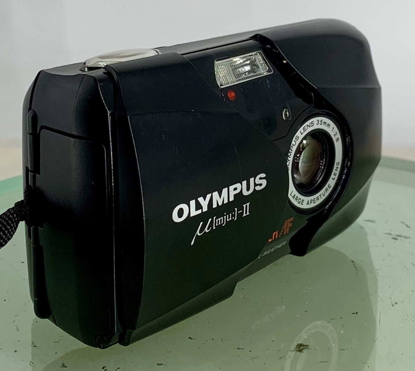 Olympus MJU II 35mm ALL WEATHER FILM CAMERA BLACK WITH COVER TESTED -  #3602