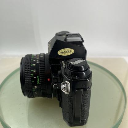 Canon AE-1 Program 35mm SLR Film Manual Camera BLACK+Canon 50mm F/1.8 FD Lens8826