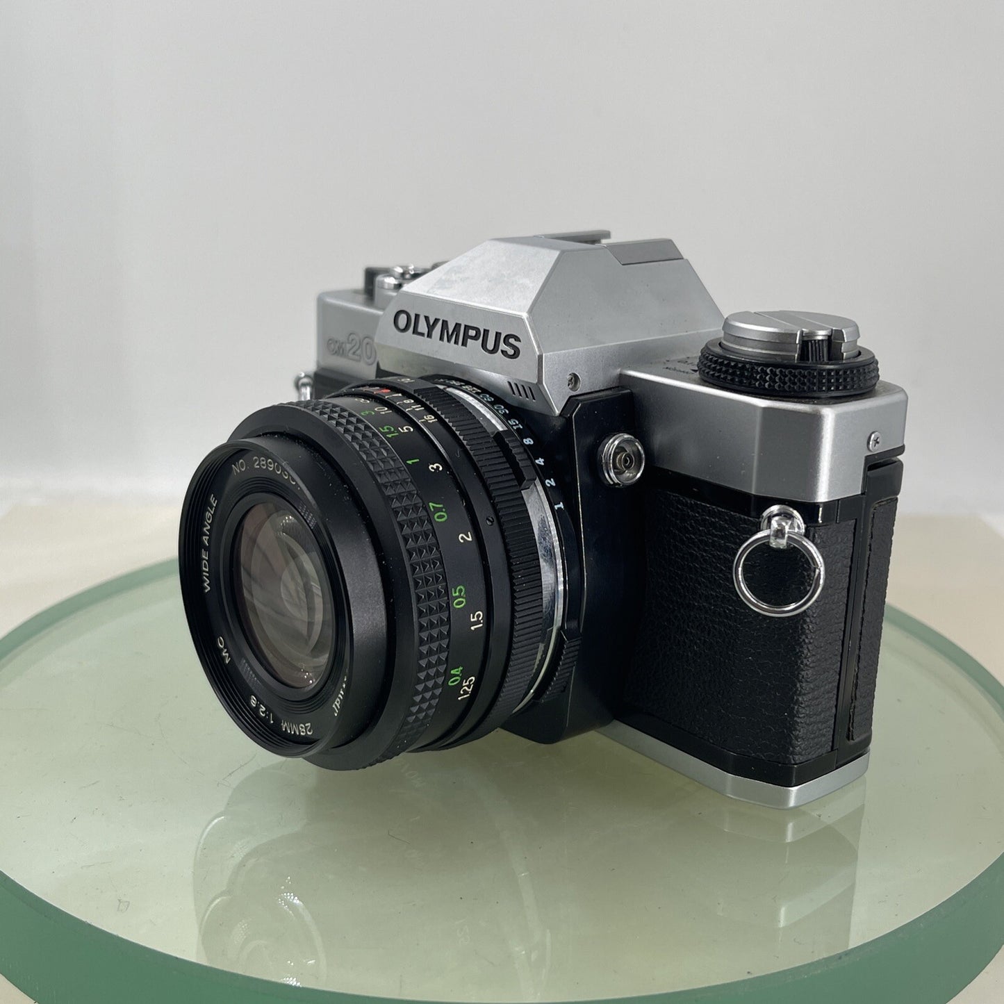 Olympus Om20 35mm slr film camera With Vivitar 28mm 1:2.8  Lens SERVICED  #6202