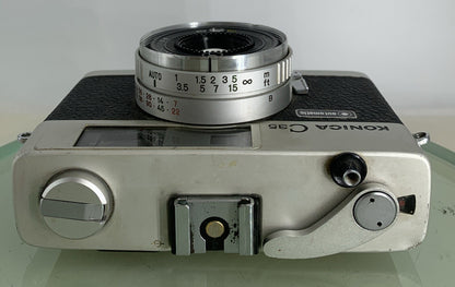 Konica C35 AUTOMATIC BLACK GOOD CONDITION POINT AND SHOOT CAMERA TESTED - 7667
