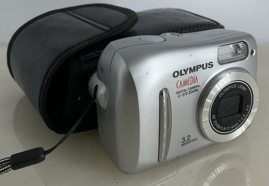 Olympus Camedia C-370 Zoom 3.2MP Digital Camera-Silver-Case-Tested#1250