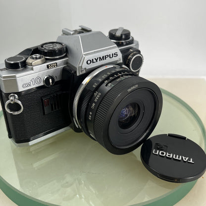 Olympus OM10 35mm SLR Film Camera + 28mm f2.5 Tamron  Lens and Manual Adapter9030