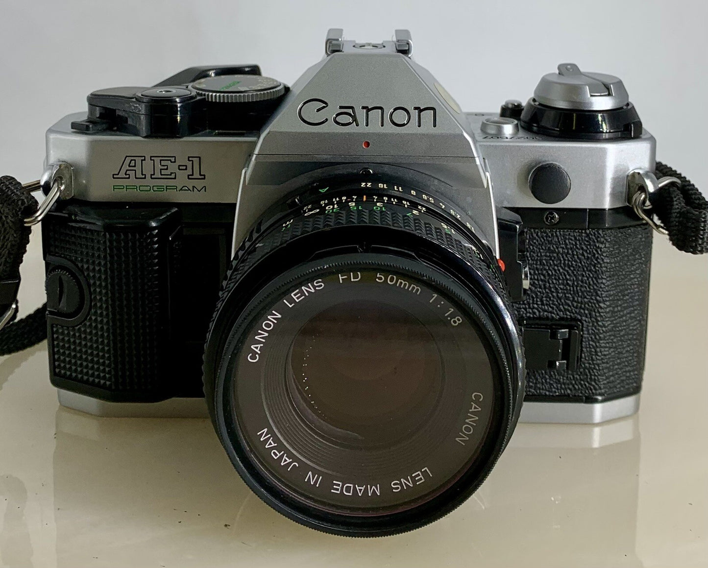 Canon AE-1 Program 35mm SLR Film Manual Camera + Canon 50mm F/1.8 FD Lens # 3041