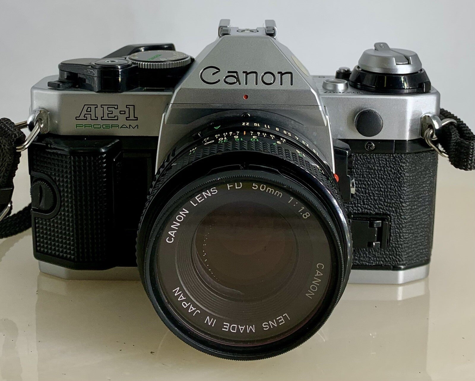 Canon AE-1 Program 35mm SLR Film Manual Camera + Canon 50mm F/1.8 FD Lens # 3041