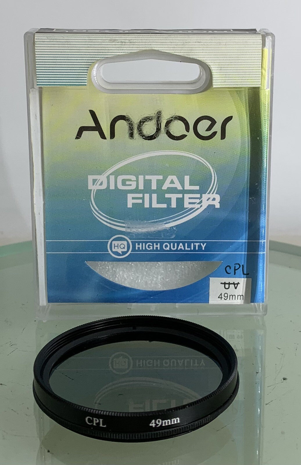 ANDOER CAMERA FILTER 49mm CPL BLACK LENS PROTECTOR+CASE+CLEAN+GOOD CONDITION-6170